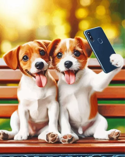 puppies taking a selfie paint by number Puppies Taking Selfie Paint By Numbers