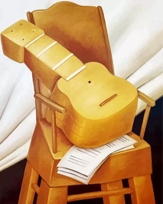 Botero Guitar And Chair paint by number Guitar And Chair Paint By Numbers
