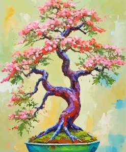 Pink Bonsai Tree Paint By Numbers