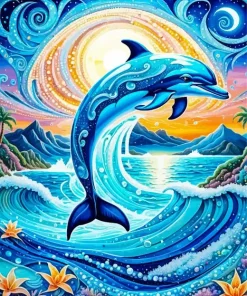 Dolphin And Moon Paint By Numbers