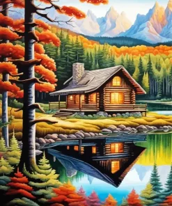 Aesthetic Log Cabin Paint By Numbers