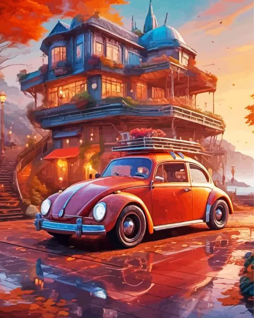 aesthetic volkswagen beetle art paint by number Volkswagen Beetle Art Paint By Numbers