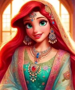 Ariel In Indian Clothes Paint By Numbers