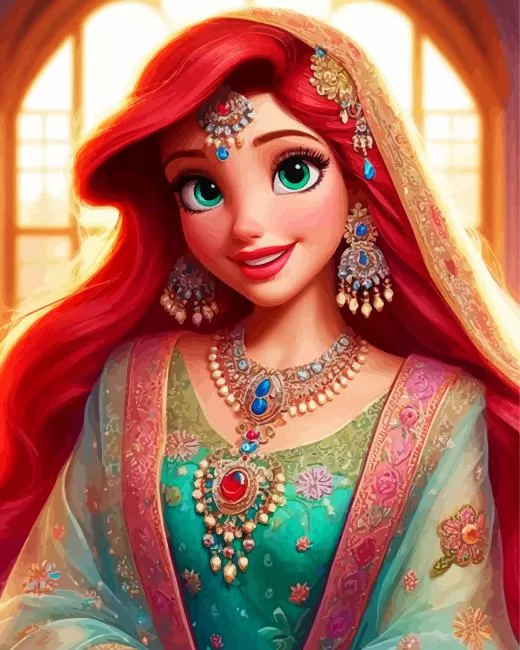 ariel in indian clothes paint by number Ariel In Indian Clothes Paint By Numbers