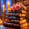 Books With Flowers Paint By Numbers