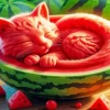 Watermelon Cat Paint By Numbers