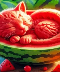 Watermelon Cat Paint By Numbers