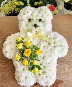 White Flower Bear Paint By Numbers