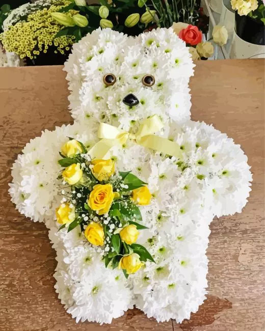 white flower bear paint by numbers White Flower Bear Paint By Numbers