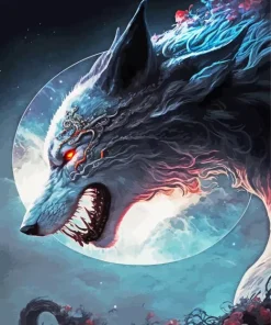 Wolf In The Moon Paint By Numbers