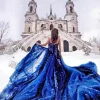Girl Wearing Blue Paint By Numbers