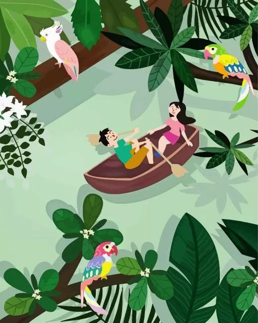 Illustration lovers on boat paint by numbers Illustration Lovers Paint By Numbers