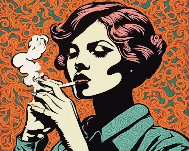 aesthetic smoking girl art paint by number Smoking Girl Art Paint By Numbers