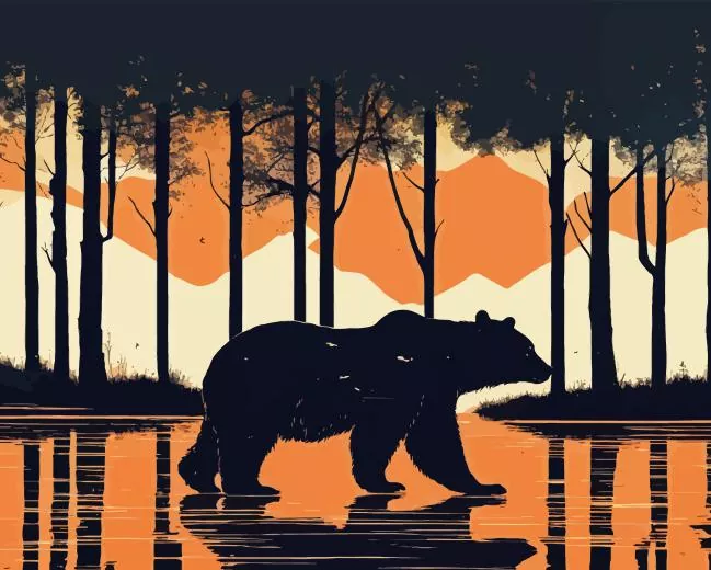 bear silhouette paint by number Bear Silhouette Paint By Numbers