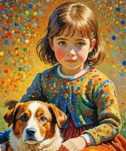 Cute Dog With Girl Paint By Numbers