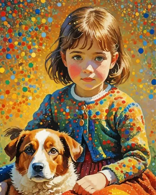 cute dog with girl paint by number Cute Dog With Girl Paint By Numbers