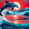 Dolphins And Moon Paint By Numbers