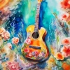 Floral Guitar Paint By Numbers