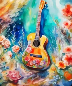 Floral Guitar Paint By Numbers
