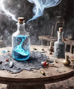 Blue Potion Bottle Paint By Numbers