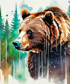 Brown Bear Splash Paint By Numbers