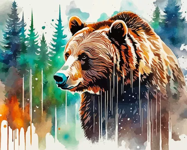 Brown Bear Splash Art paint by numbers Brown Bear Splash Paint By Numbers