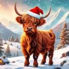 Christmas Highland Calf Paint By Numbers