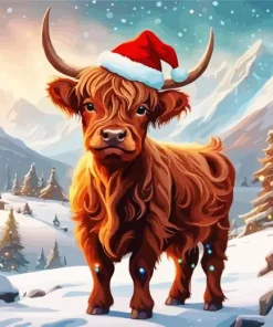 Christmas Highland Calf Paint By Numbers