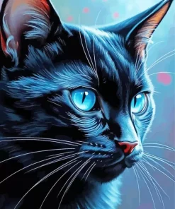 Aesthetic Black Blue Cat Paint By Numbers