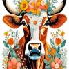 Cow And Flowers Paint By Numbers