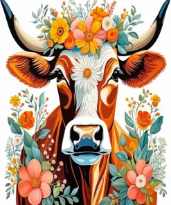 Cow And Flowers Paint By Numbers