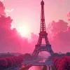 Eiffel Tower Pink Sky Paint By Numbers