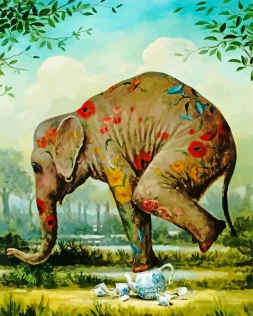 aesthetic elephant balancing art paint by number Big Elephant Balancing Paint By Numbers