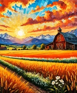Aesthetic Field Barn Paint By Numbers