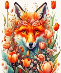 Floral Fox Art Paint By Numbers