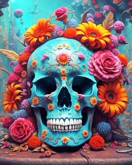 aesthetic floral skull paint by numbers Aesthetic Floral Skull Paint By Numbers