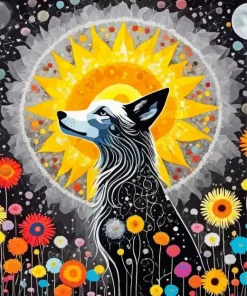 Flower And Wolf Paint By Numbers