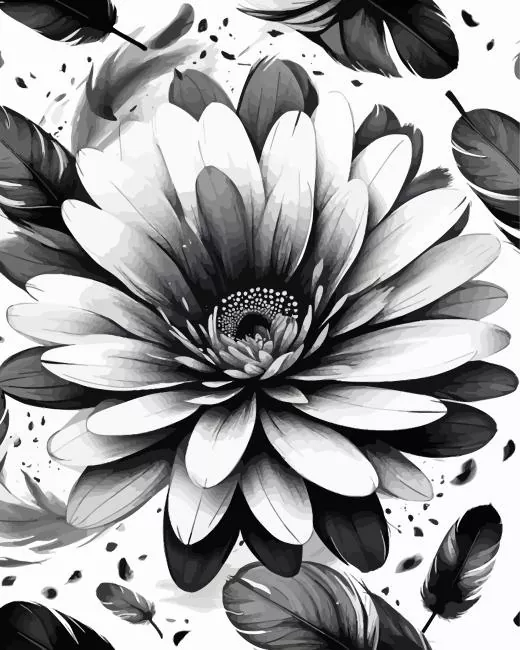 aesthetic flower black and white art paint by numbers Aesthetic Flower Paint By Numbers