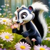Flower Cartoon Skunk Paint By Numbers