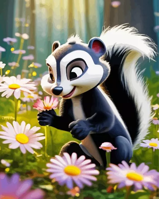 aesthetic flower cartoon skunk art paint by numbers Flower Cartoon Skunk Paint By Numbers
