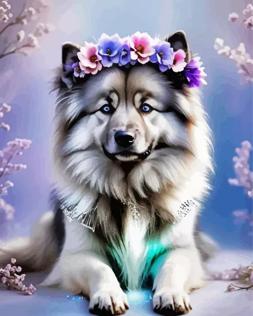 aesthetic flower crown dog art paint by number Flower Crown Dog Paint By Numbers