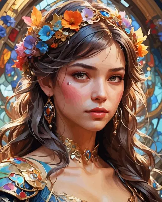 aesthetic flower hair art paint by numbers Flower Hair Art Paint By Numbers