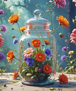 Flower In Jar Art Paint By Numbers