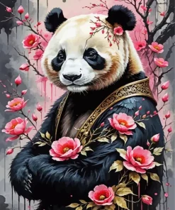 Aesthetic Flower Panda Paint By Numbers
