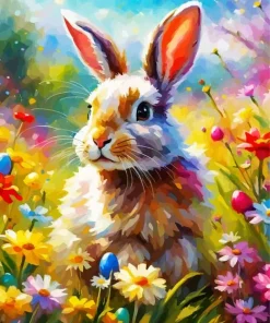 Flowers And Bunny Paint By Numbers
