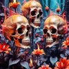 Flowers And Skull Paint By Numbers