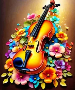 Flowers Violin Art Paint By Numbers