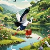 Flying Stork Art Paint By Numbers