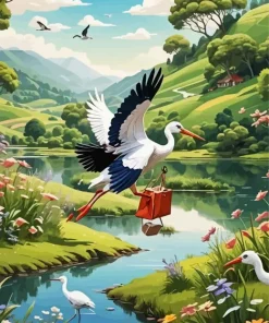 Flying Stork Art Paint By Numbers