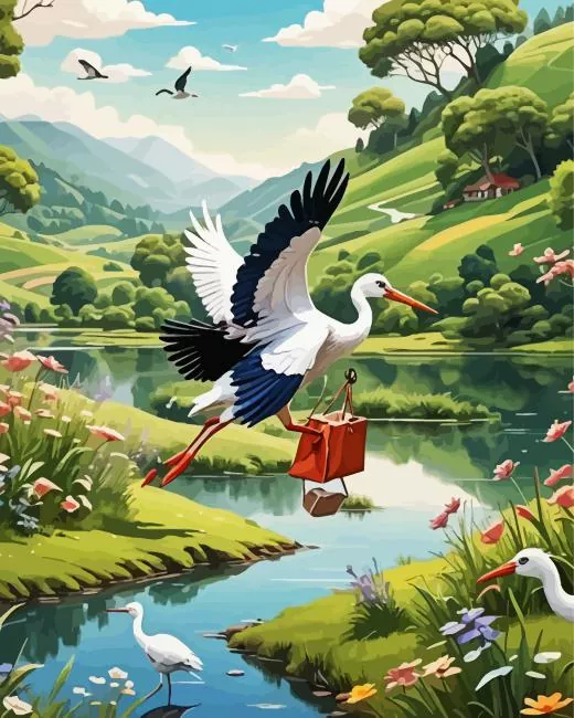 aesthetic flying stork art paint by numbers Flying Stork Art Paint By Numbers